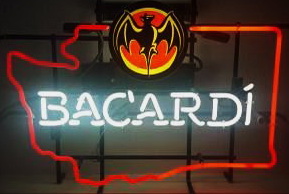 Bacardi Washington State Neon Sign